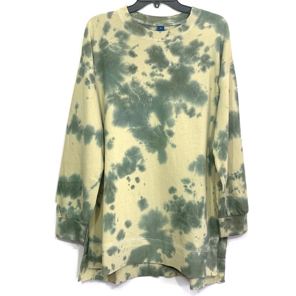 Old Navy Women's Green Tie Dye Vintage Long-Sleeve French-Terry Tunic Sweatshirt - Picture 5 of 12